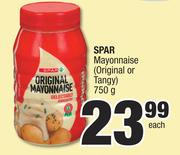 Spar Mayonnaise Original Or Tangy-750g Each