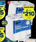 PnP 2 Ply Toilet Tissue White-For 2 x 18s