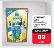 Sunlight Extra Dishwashing Liquid Refill-For 3 x 750ml