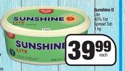 Sunshine D Lite 40% Fat Spread Tub-1Kg Each