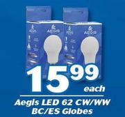 Aegis LED 62 CW/WW BC/ES Globes-Each