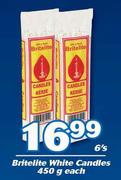 Britelite White Candles-6's x 450g Each