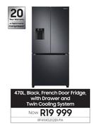 Samsung 470L Black French Door Fridge With Drawer & Twin Cooling System RF49A5202B1/FA