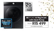 Samsung 9Kg Dryer Bespoke Al With Heat Pump DV90BB9440GBFA