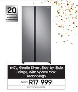 Samsung 647L Gentle Silver Side By Side Fridge With Space Max Technology RS62R5011M9/FA