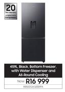 Samsung 459L Black Bottom Freezer With Water Dispenser & All Round Cooling RB50DG632EB1FA