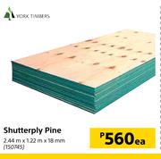 Yorks Timbers Shutterply Pine-2.44m x 1.22m x 18mm Each