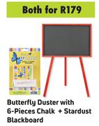 Butterfly Duster With 6 Pieces Chalk + Stardust Blackboard-Both For