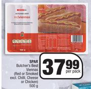 Spar Butcher's Best Viennas (Red Or Smoked Excl. Chilli, Cheese Or Chicken)-500g Per Pack