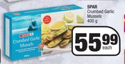 Spar Crumbed Garlic Mussels-400g Each