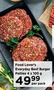 Food Lover's Everyday Beef Burger Patties-4 x 100g Per Pack