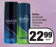 Status Deodorant Spray For Men Assorted-130ml Each