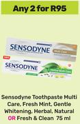 Sensodyne Toothpaste Multi Care, Fresh Mint, Gentle Whitening, Herbal Or Fresh & Clean-For 2 x 75ml 