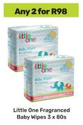 Little One Fragranced Baby Wipes 3 x 80's Pack-For Any 2