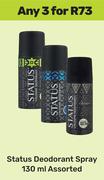 Status Deodorant Spray Assorted-For Any 3 x 130ml
