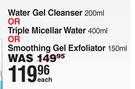 Neutrogena Water Gel Cleanser 200ml Or Triple Micellar Water 400ml Or Smoothing Gel Exfoliator 150ml