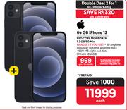 2 x Apple iPhone 12 64GB-On 1.2GB Red Core More Data/50 Min