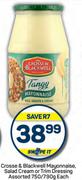 Crosse & Blackwell Mayonnaise, Salad Cream Or Trim Dressing Assorted-750g/790g Each