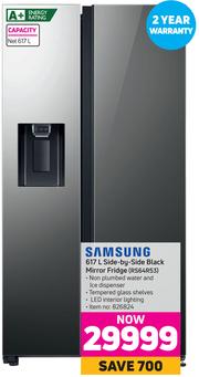 samsung side by side black mirror fridge rs64r53