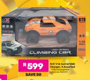 Hot Wheels R/C 1:14 4x4 W/USB Charger 4 Assorted