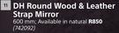 Designhouse Round Wood & Leather Strap Mirror 600mm