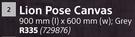 Designhouse Lion Pose Canvas 900mm x 600mm (Grey)
