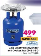 Cadac 3Kg Empty Gas Cylinder & Cooker Top 5431-21-Each    