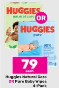 Huggies Natural Care Or Pure Baby Wipes 4 Pack-Each