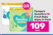 Pampers Sensitive Or Fresh Baby Wipes 4 Pack-Each