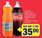 Coca Cola(Light Or Zero),Fanta Orange Zero,Sprite Zero,Stoney Ginger Beer Zero Or Tab-2 x 2.25Ltr