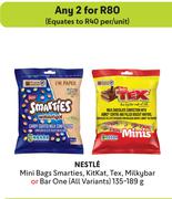 Nestle Mini Bags Smarties, Kitkat, Tex, Milkybar Or Barone-For 2 x 135-189g