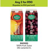 Rhodes 100% Fruit Juice (All Variants)-For 2 x 2L