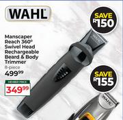 Wahl Manscaper Reach 360 Degree Swivel Head Rechargeable Beard & Body Trimmer (8 Piece)