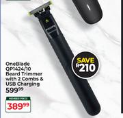 Philips One Blade QP1424/10 Beard Trimmer With 2 Combs & USB Charging