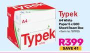 Typek A4 White Paper 5 x 500 Sheet Ream Box