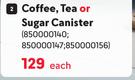 Aqua Coffee, Tea Or Sugar Canister-Each