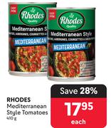 Rhodes Mediterranean Style Tomatoes-410g Each 