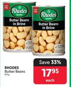 Rhodes Butter Beans-410g Each