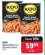 Koo Baked Beans In Tomato Sauce-For 4 x 400g