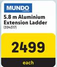Mundo 5.8m Aluminium Extension Ladder