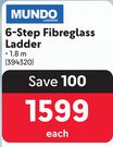 Mundo 6 Step Fibreglass Ladder 1.8m-Each