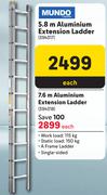 Mundo 7.6m Aluminium Extension Ladder
