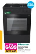 Hisense 60cm Free Standing Gas Electronic Cooker HC63112AB