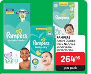 Pampers Active Jumbo Pack Nappies-44/48/52/62/66/76/94/96's Per Pack