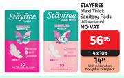 Stayfree Maxi Thick Sanitary Pads (All Variants)-4 x 10's