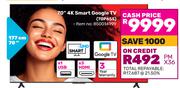 TCL 70"(177cm) 4K Smart Google TV 70P655