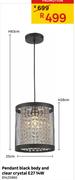 Pendant Black Body And Clear Crystal E2714W