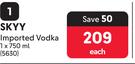 Skyy Imported Vodka-750ml Each