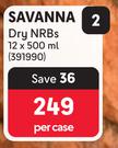 Savanna Dry NRBs-12 x 500ml Per Case