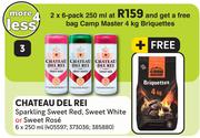 Chateau Del Rei Sparkling Sweet Red, Sweet White Or Sweet Rose-2 x 6 x 250ml 
